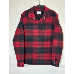 Old Navy Men's Size M Red Black Buffalo Check Plaid Wool Jacket Sherpa Lined